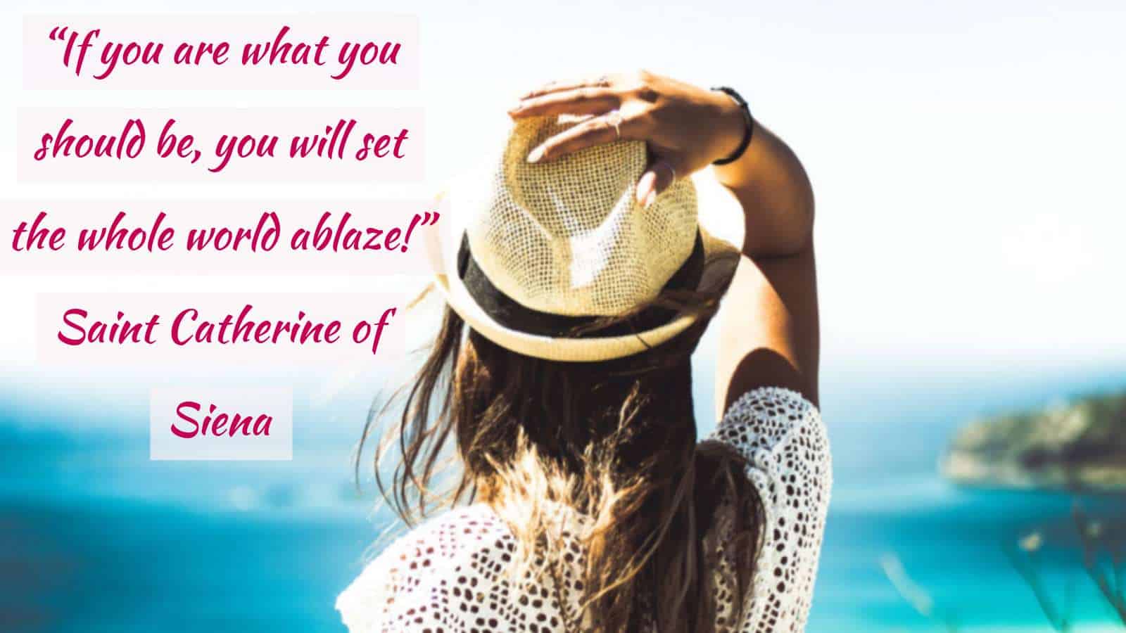 Woman with sun hat enjoying a beach view for empowerment and inspiration.