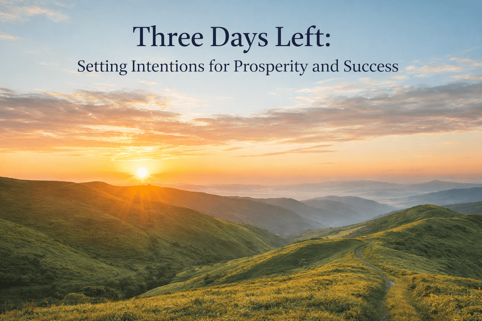 Soft sunrise over rolling hills symbolizing new beginnings and intentional prosperity